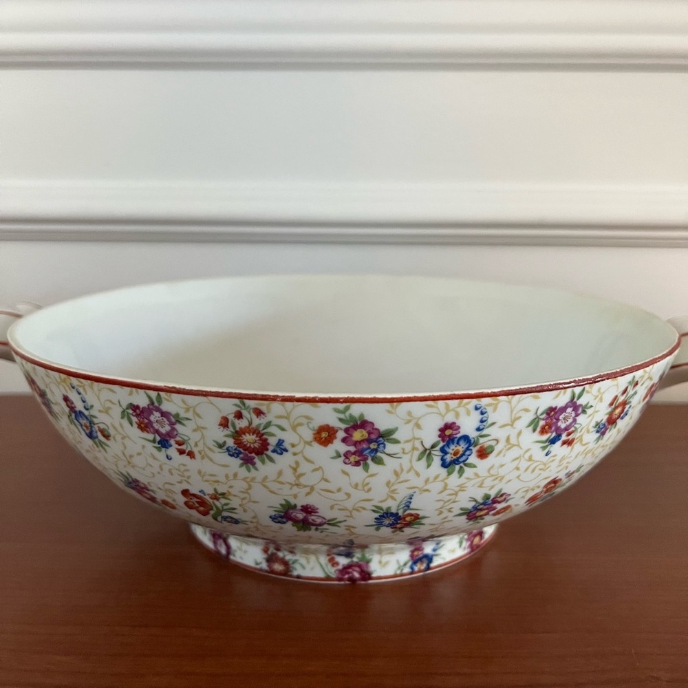 Limoges Porcelain Floral Bowl, France, Handles, over 50 years old